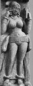 Yakshi holding a mirror