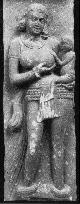 Mother carrying 
her child upon her hip
Mathura art, Sanghol