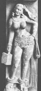 Yakshi carrying a parrot holding a cage