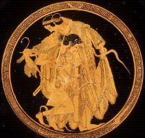 Peleus wrestleing Thetis